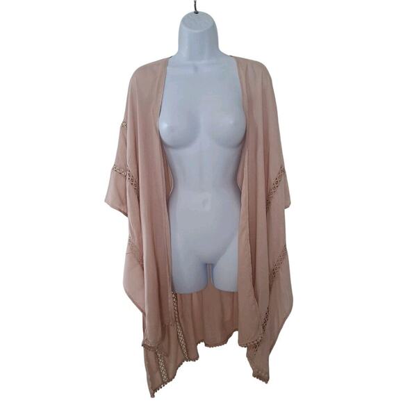 Melrose And Market Womens Cover-up/Kimono/Duster One Size Pink Lace Detail - Picture 1 of 7
